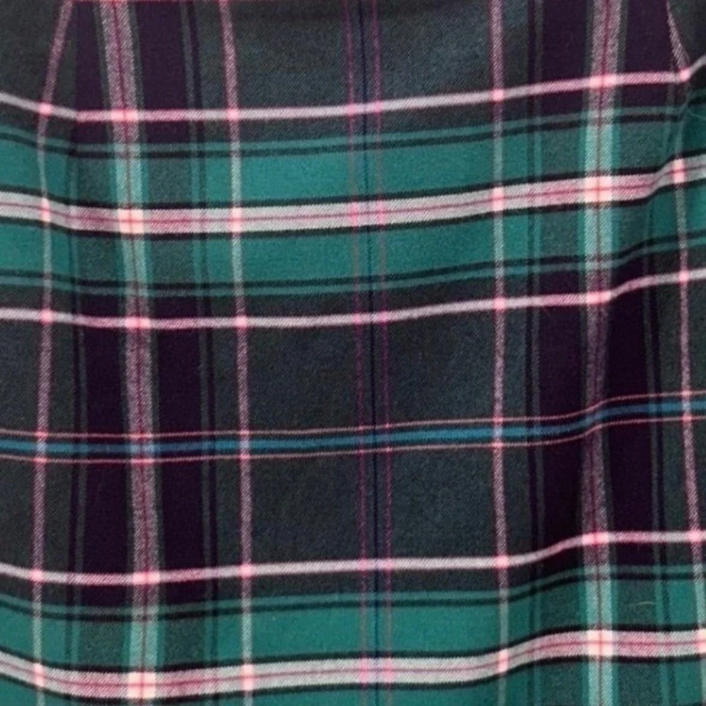 Crown Any Ivy‎ Wool Plaid Mini Skirt Green 8